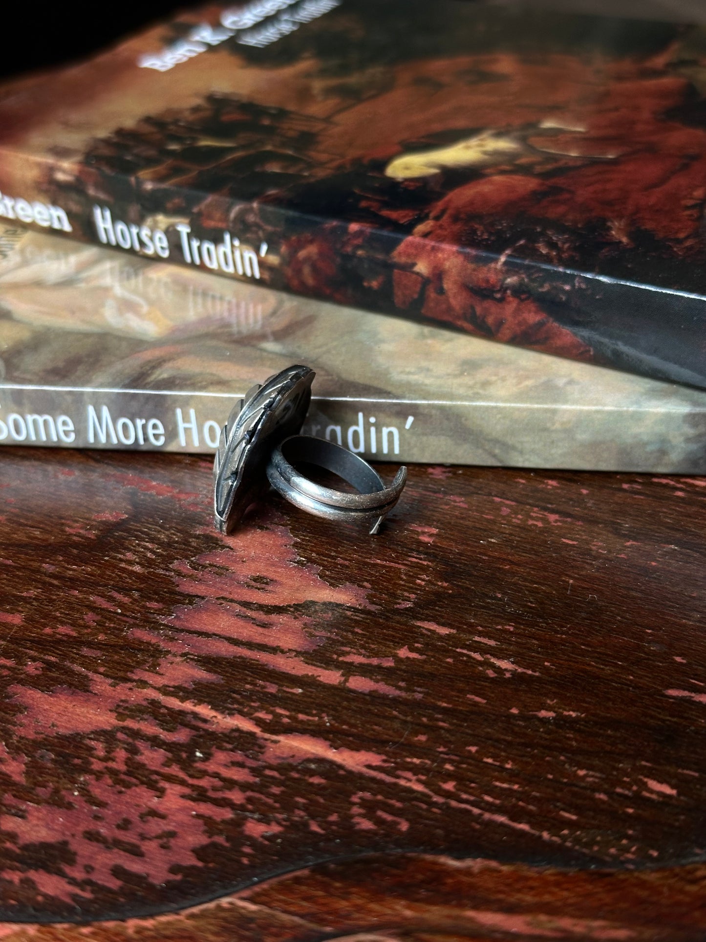 Adjustable Kingman Feather Ring