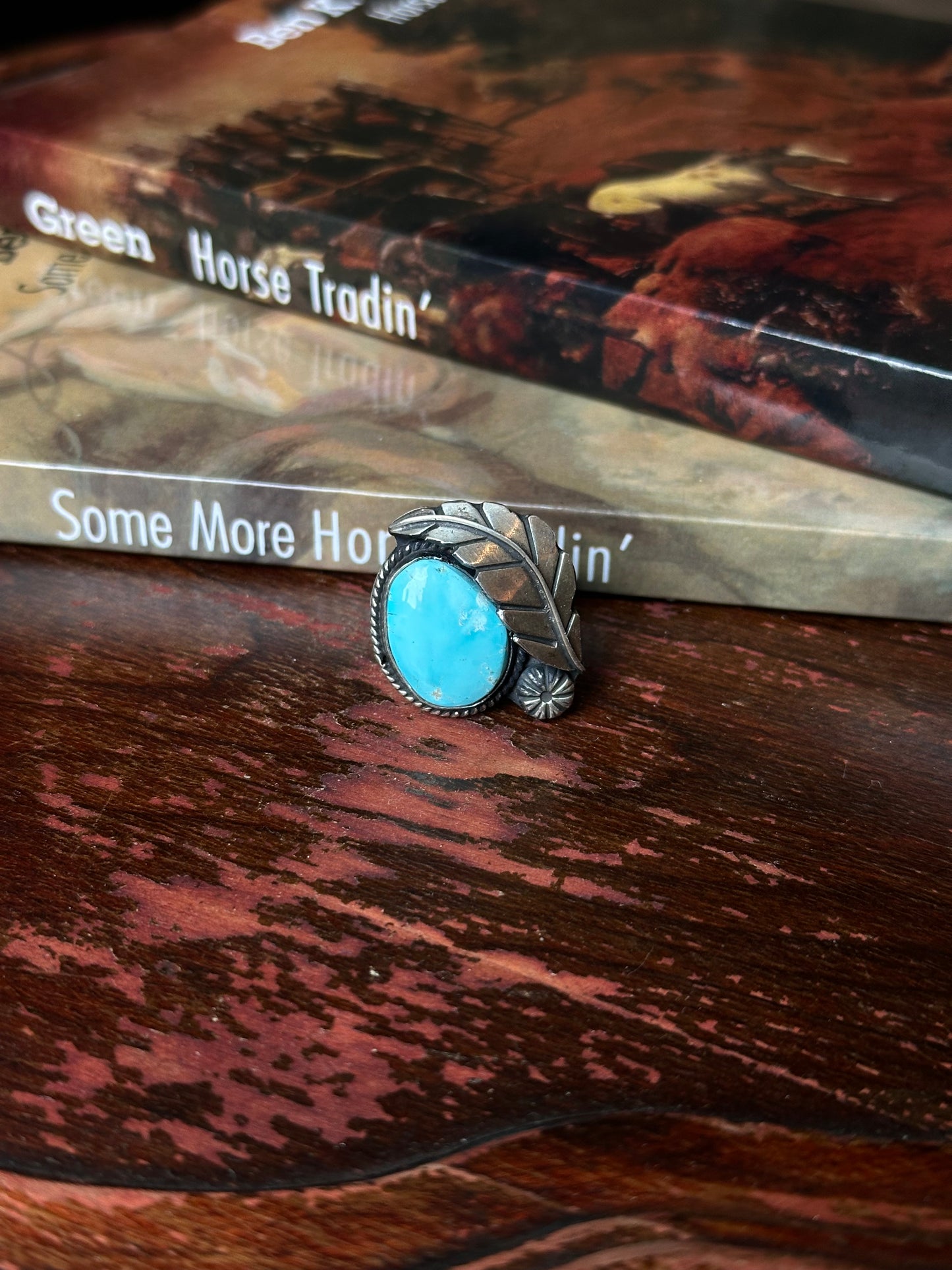 Adjustable Kingman Feather Ring