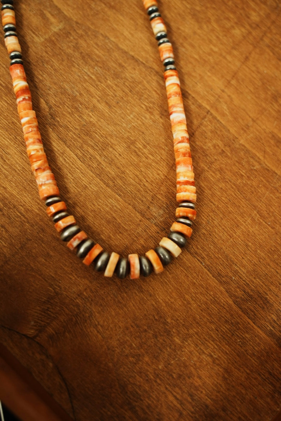Orange Spiny Heishe Necklace