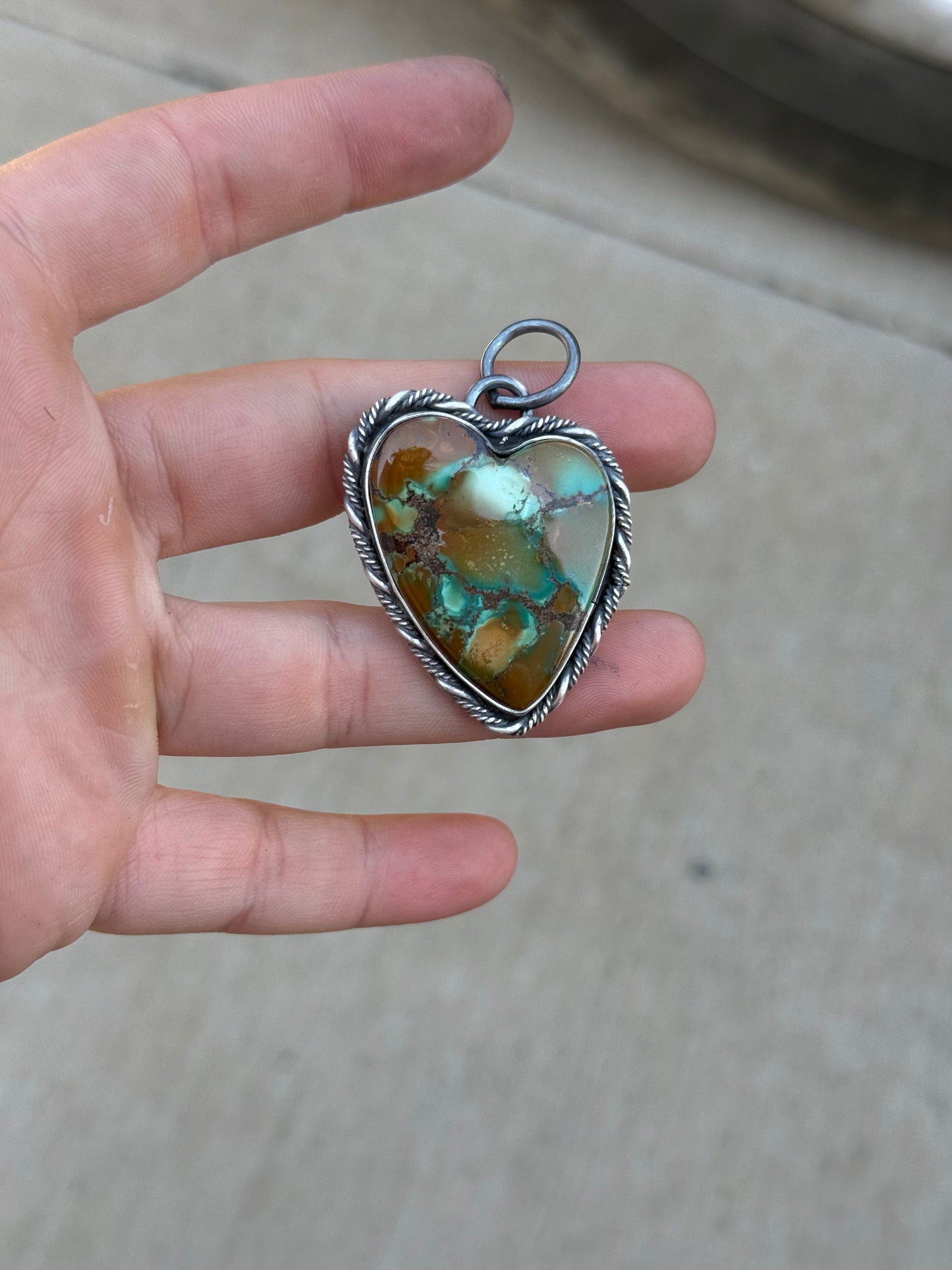 High Grade Blue Halo Turquoise Heart Pendant