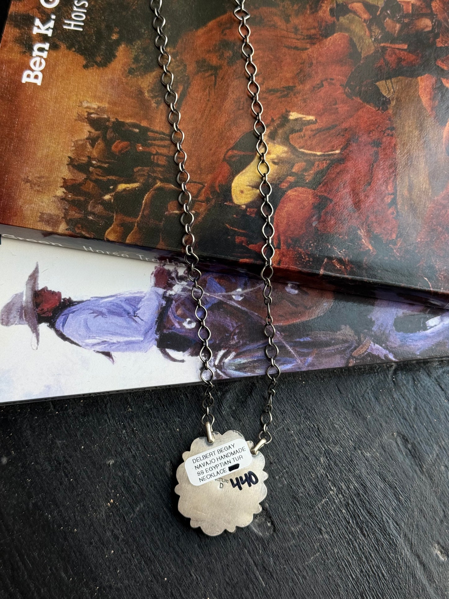 Kingman Turquoise Cluster Necklace made by Delbert Begay