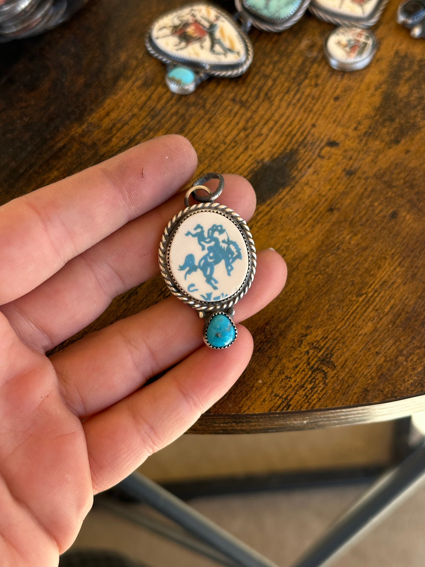 Bucked in Blue Pendant