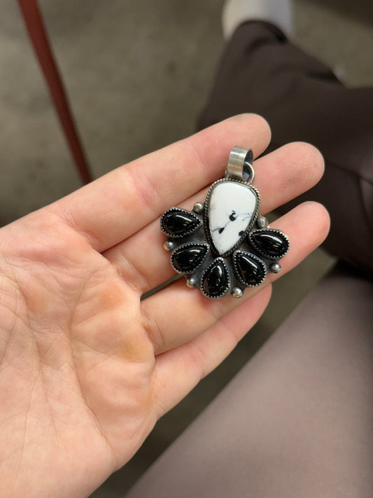 White Buffalo and Onyx Pendant