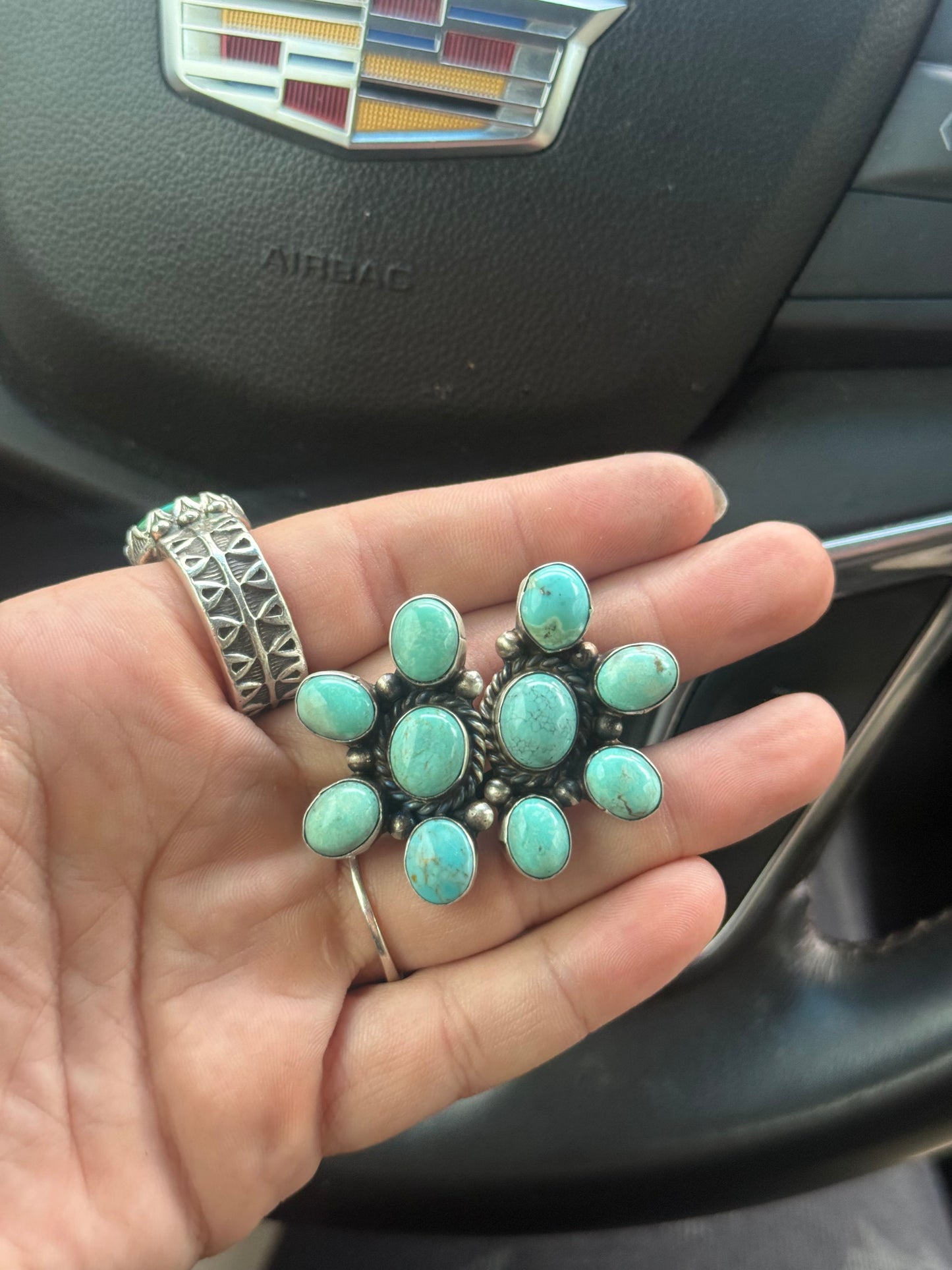 Turquoise Half Cluster Earrings