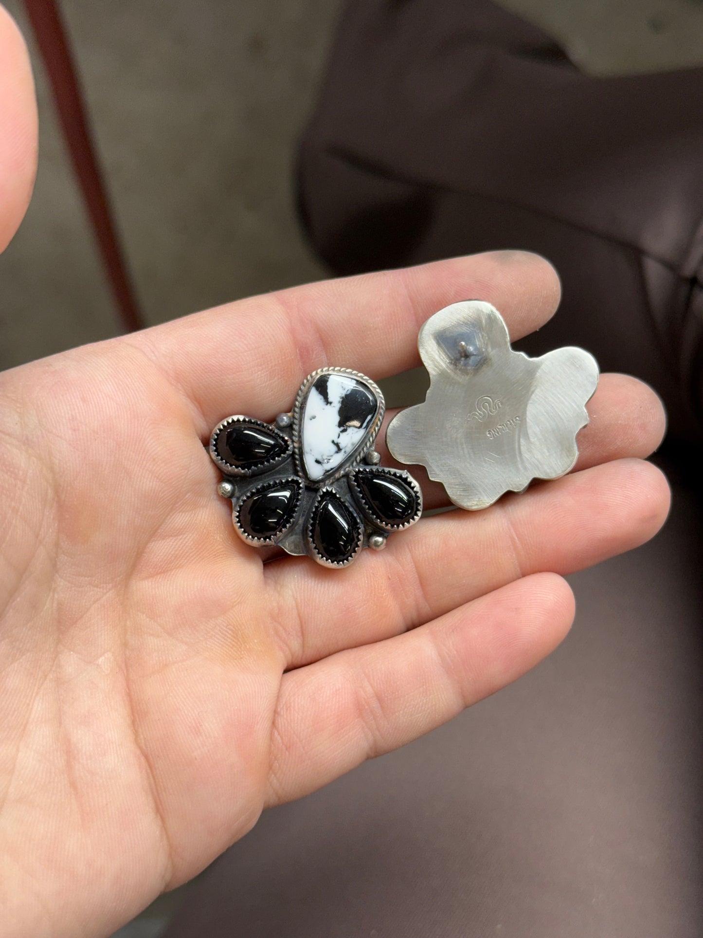 White Buffalo and Onyx Earrings
