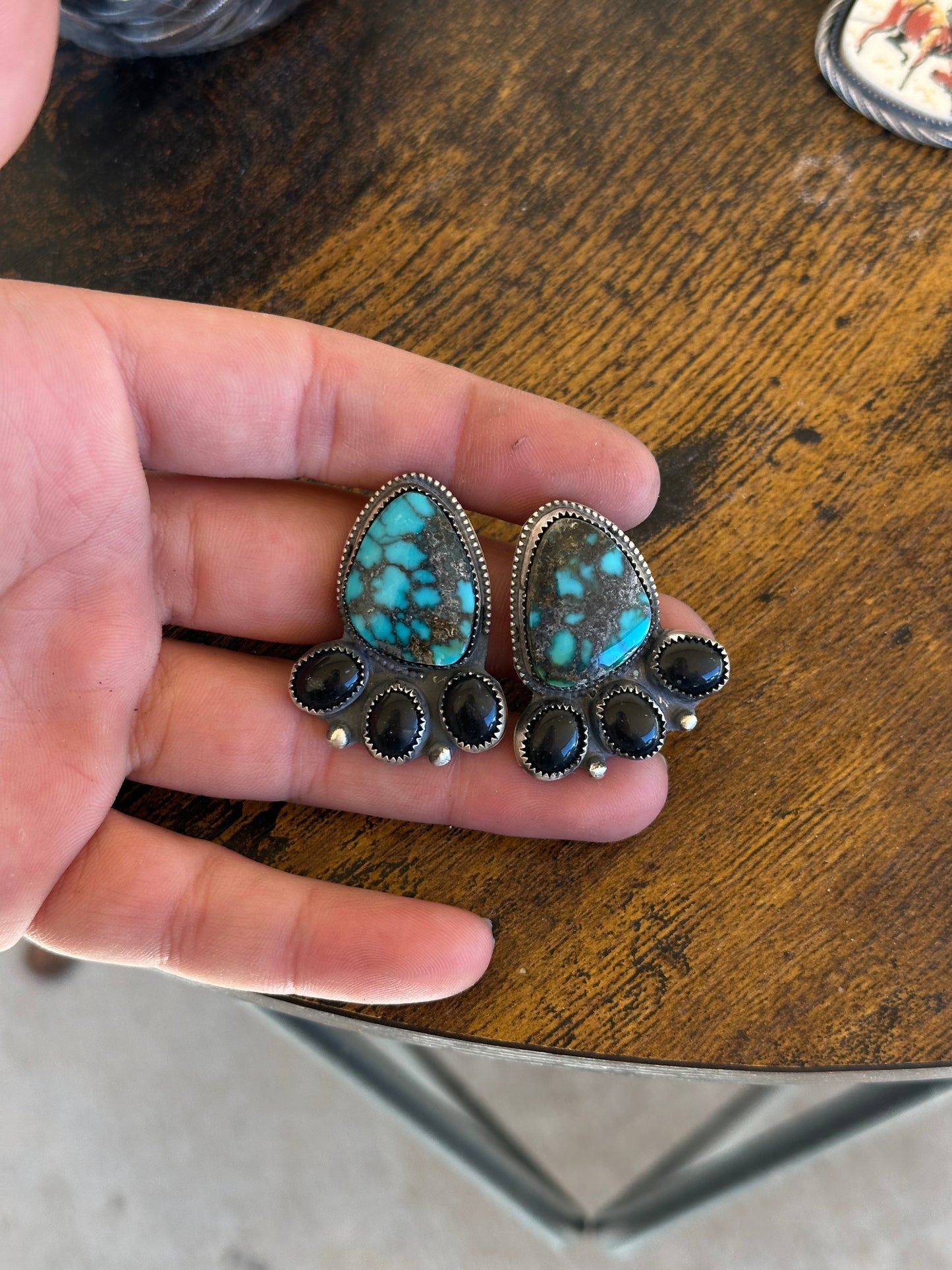 Bamboo Mountain and Onyx Earrings