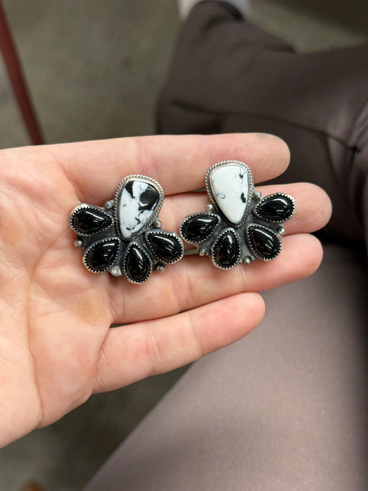 White Buffalo and Onyx Earrings