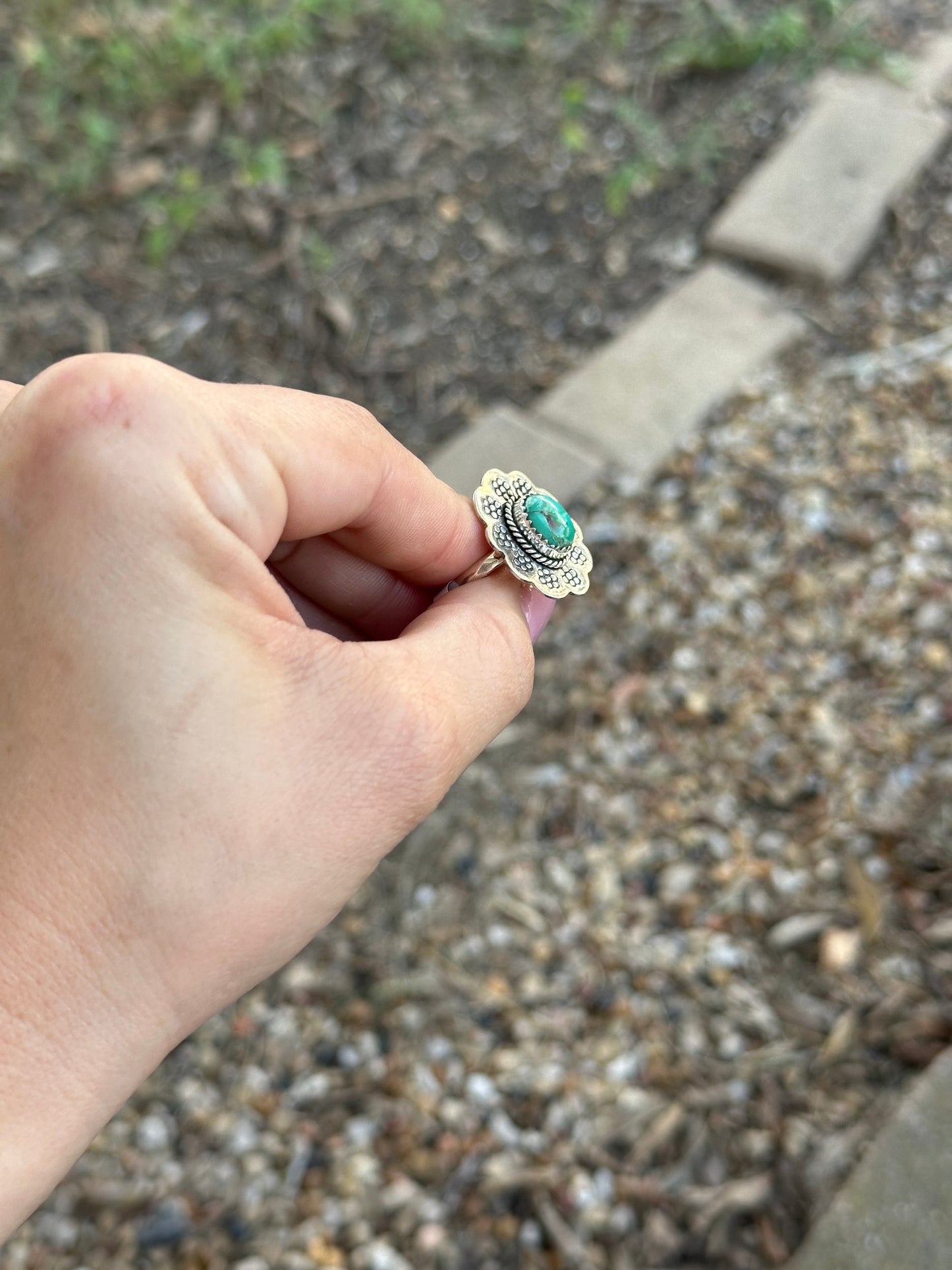 Kingman Turquoise Flower Ring