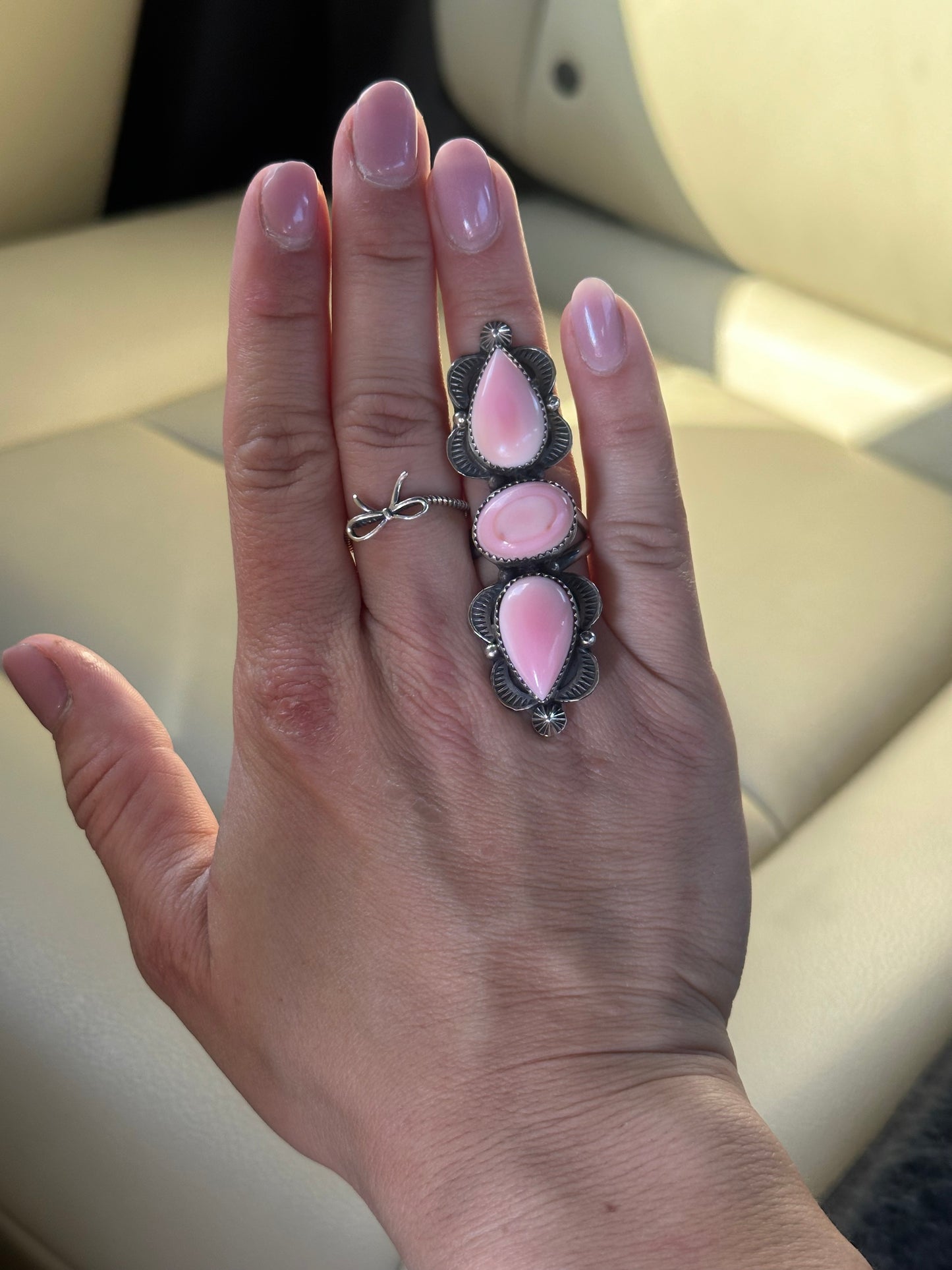 Pink Conch Adjustable Ring