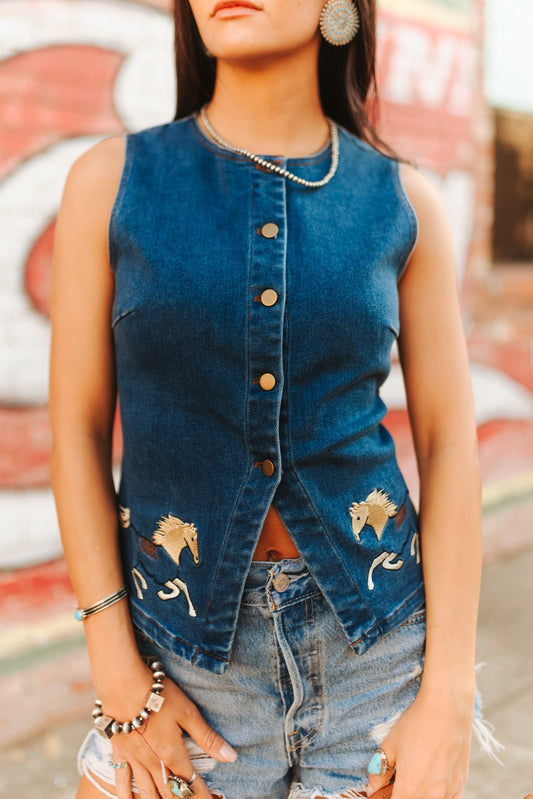 Embroidered Horse Vest