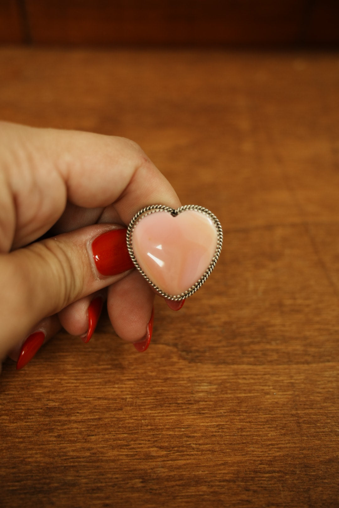 Pink Conch Heart Ring