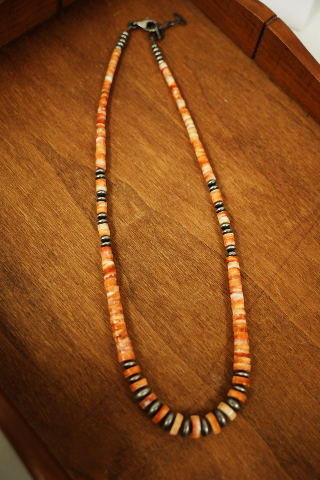 Orange Spiny Heishe Necklace
