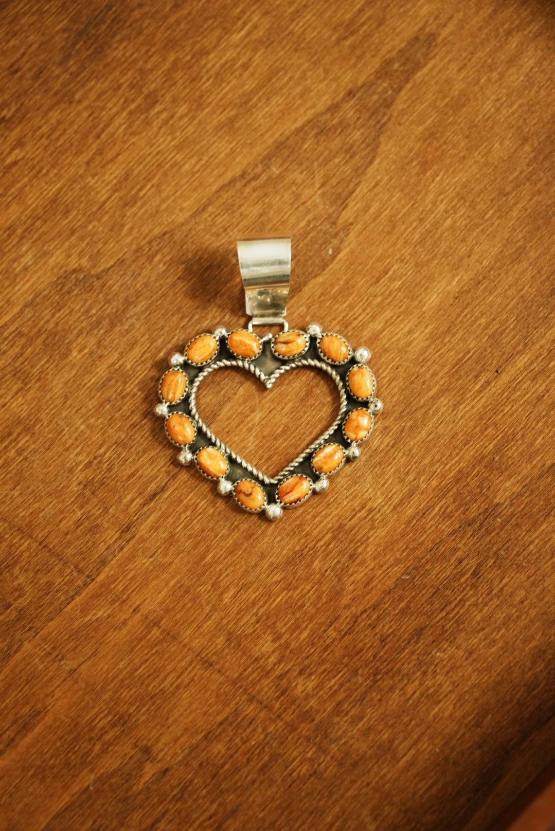 Orange Spiny Heart Pendant