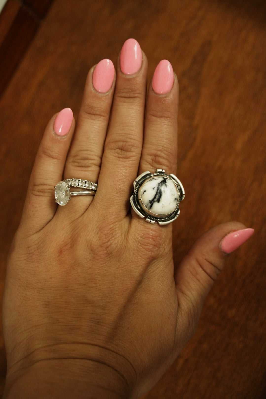 White Buffalo Adjustable Ring