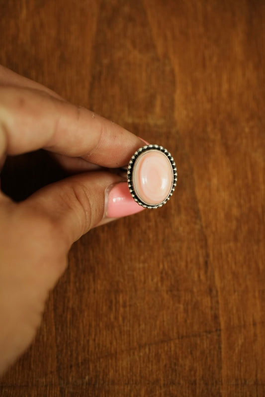 Pink Conch Adjustable Ring