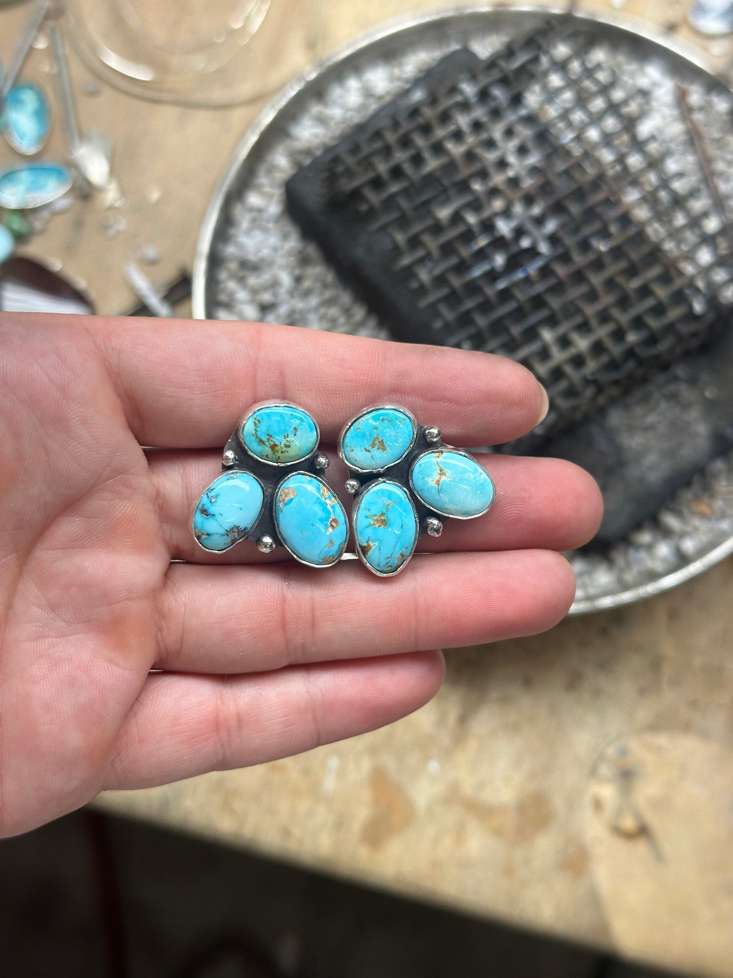 Turquoise Cluster Earrings