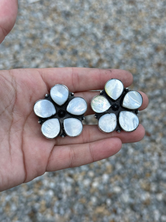 Mother of Pearl Cluster Earrings