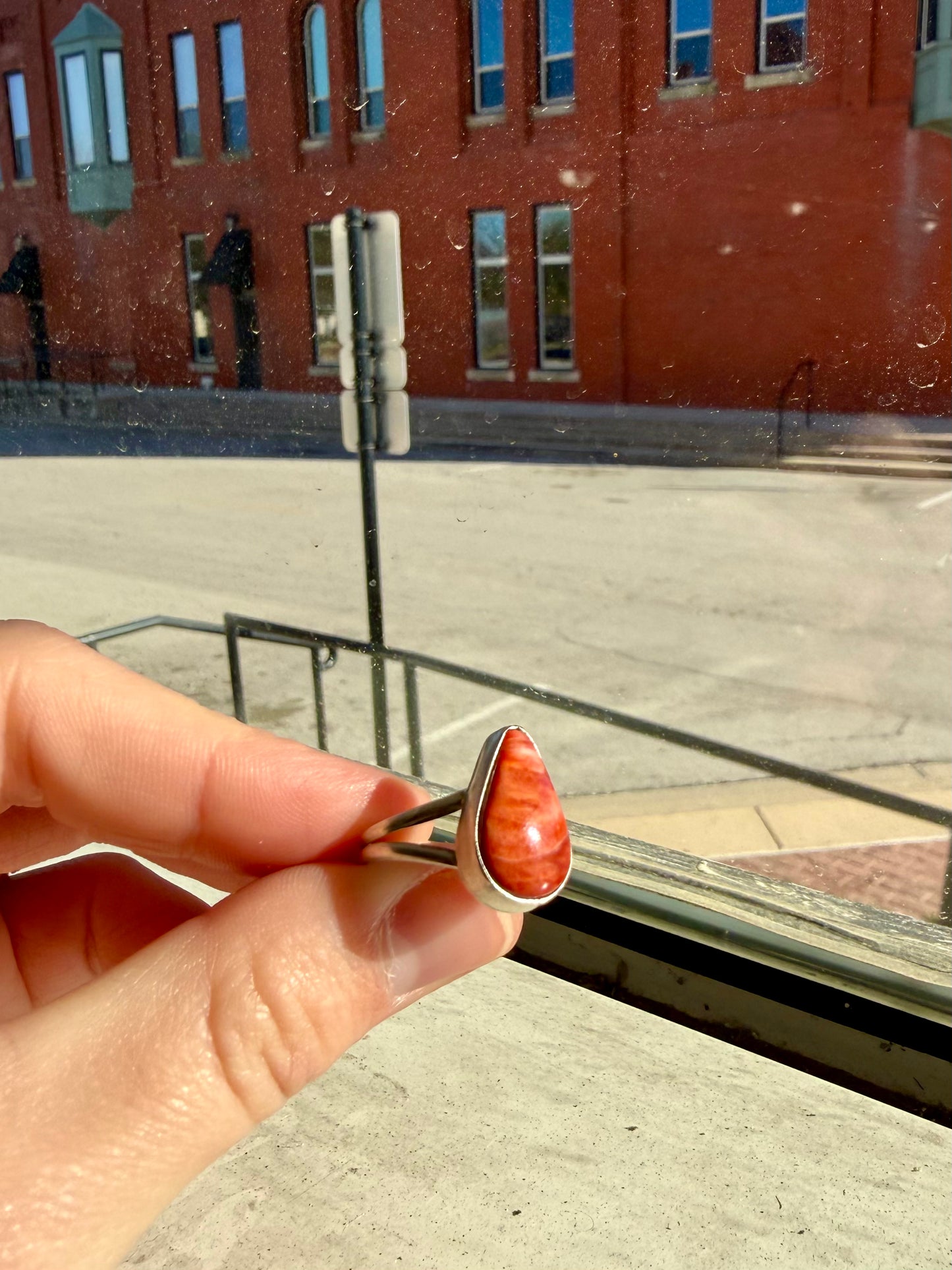 Coral Teardrop Ring