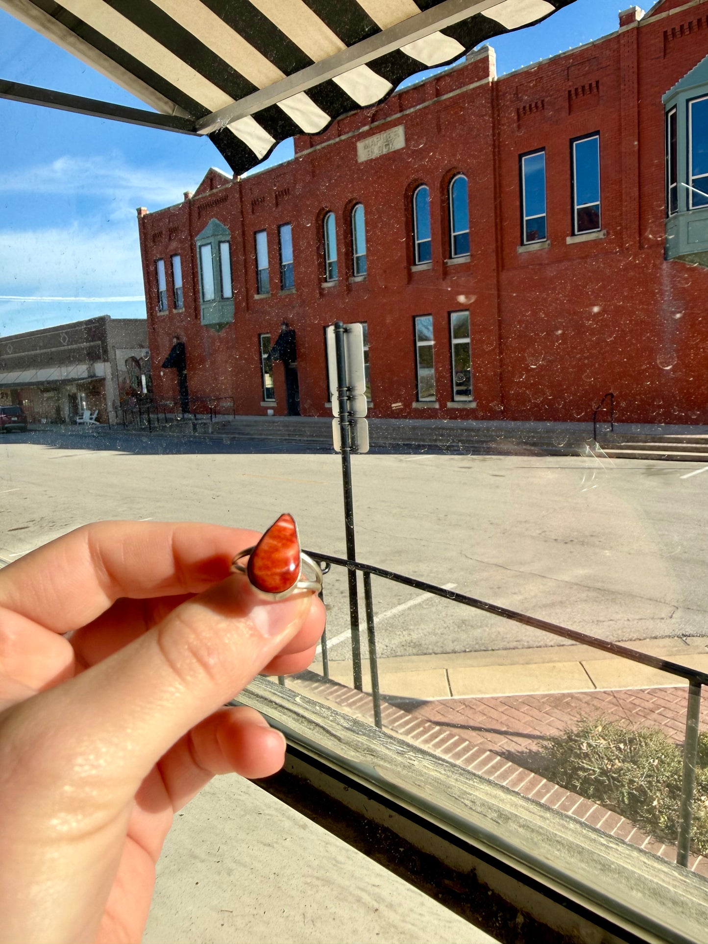 Coral Teardrop Ring