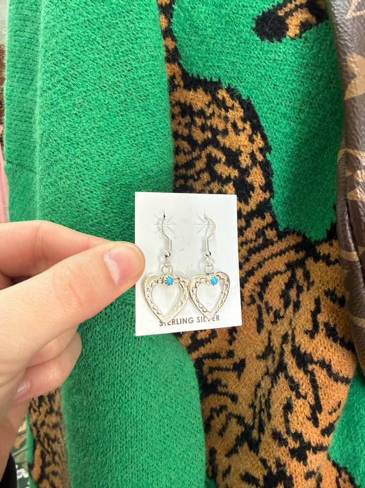 Stamped Heart Kingman Earrings