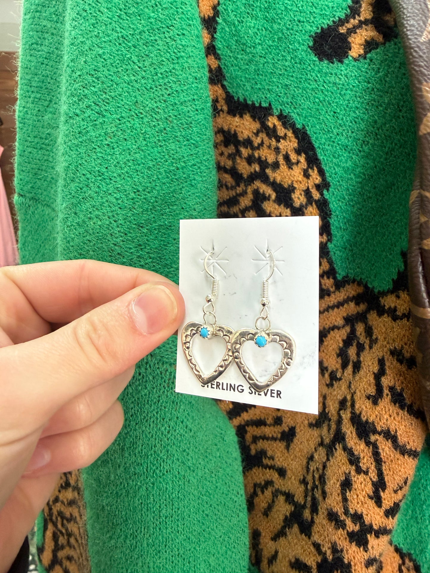 Stamped Heart Kingman Earrings