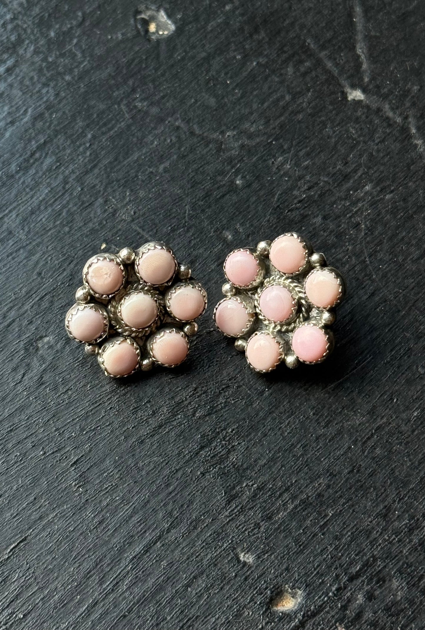 Pink Conch Cluster Earrings