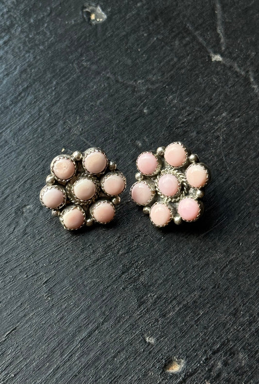 Pink Conch Cluster Earrings