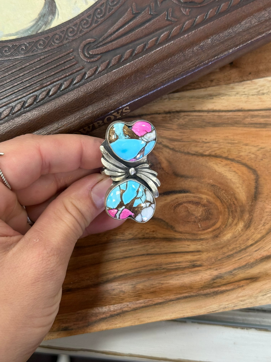 Cotton Candy Adjustable Heart Ring