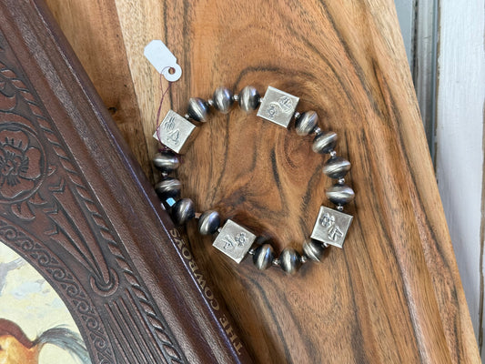 Stamped Pearl Bracelet